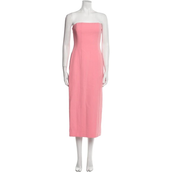 A.L.C. women Elizabeth Strapless Sheath Midi Dress size 6 Grapefruit Coral Pink - Picture 3 of 10
